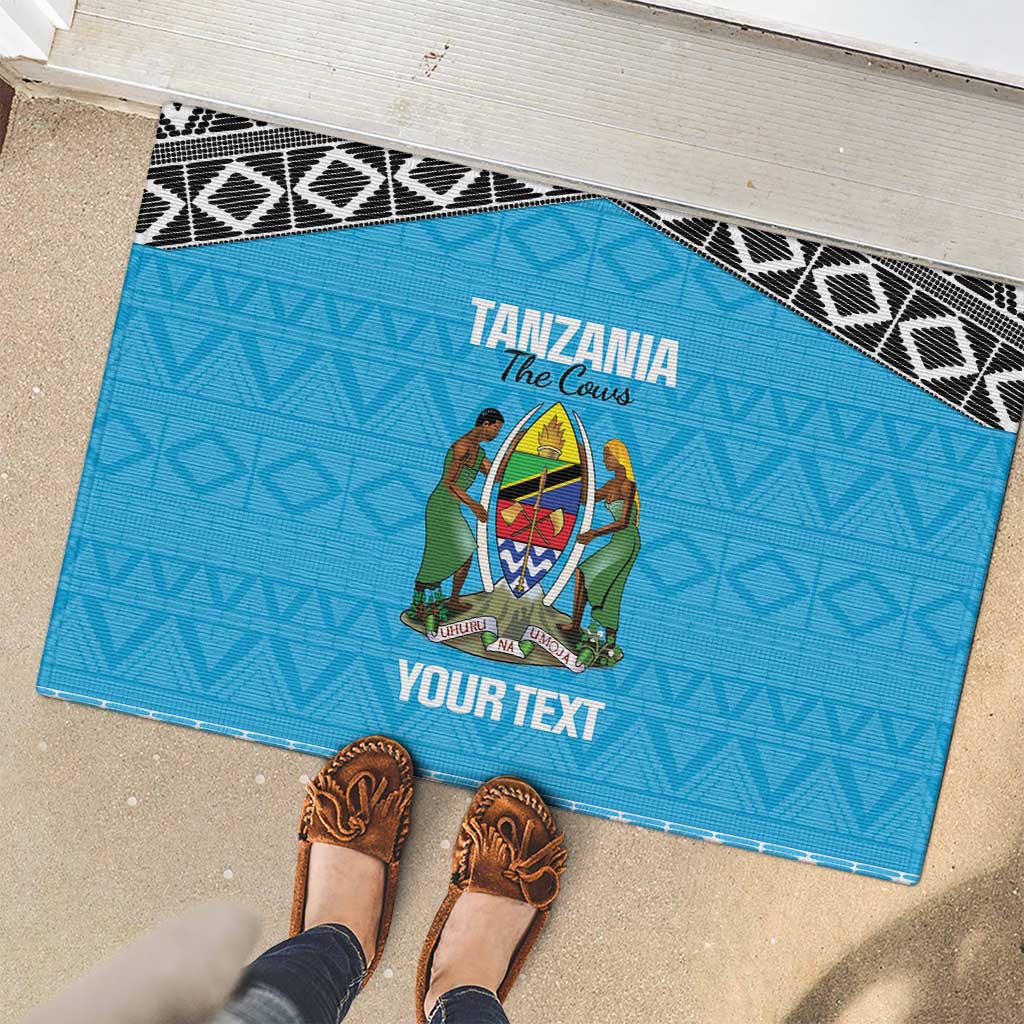 Custom Tanzania Cricket Rubber Doormat Go Cows Sporty African Pattern - Wonder Print Shop