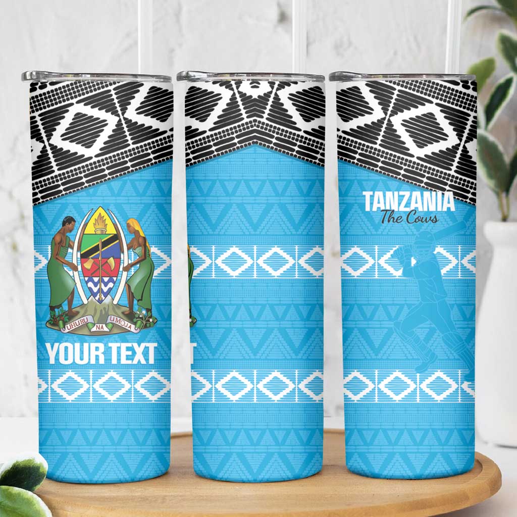 Custom Tanzania Cricket Skinny Tumbler Go Cows Sporty African Pattern - Wonder Print Shop