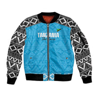 Custom Tanzania Cricket Sleeve Zip Bomber Jacket Go Cows Sporty African Pattern - Wonder Print Shop
