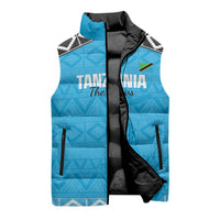 Custom Tanzania Cricket Sleeveless Puffer Jacket Go Cows Sporty African Pattern - Wonder Print Shop