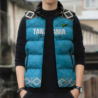Custom Tanzania Cricket Sleeveless Puffer Jacket Go Cows Sporty African Pattern - Wonder Print Shop