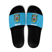 Custom Tanzania Cricket Slide Sandals Go Cows Sporty African Pattern - Wonder Print Shop