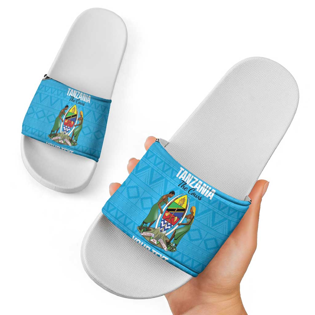 Custom Tanzania Cricket Slide Sandals Go Cows Sporty African Pattern - Wonder Print Shop