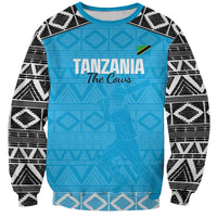 Custom Tanzania Cricket Sweatshirt Go Cows Sporty African Pattern - Wonder Print Shop