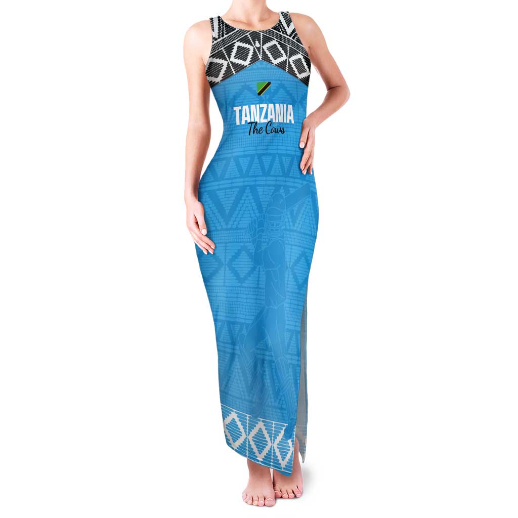 Custom Tanzania Cricket Tank Maxi Dress Go Cows Sporty African Pattern - Wonder Print Shop