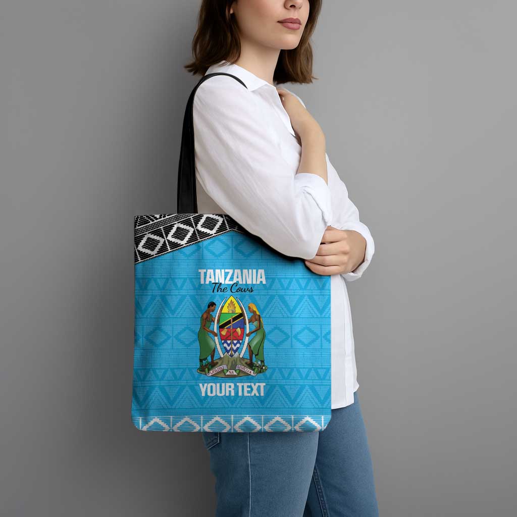 Custom Tanzania Cricket Tote Bag Go Cows Sporty African Pattern - Wonder Print Shop