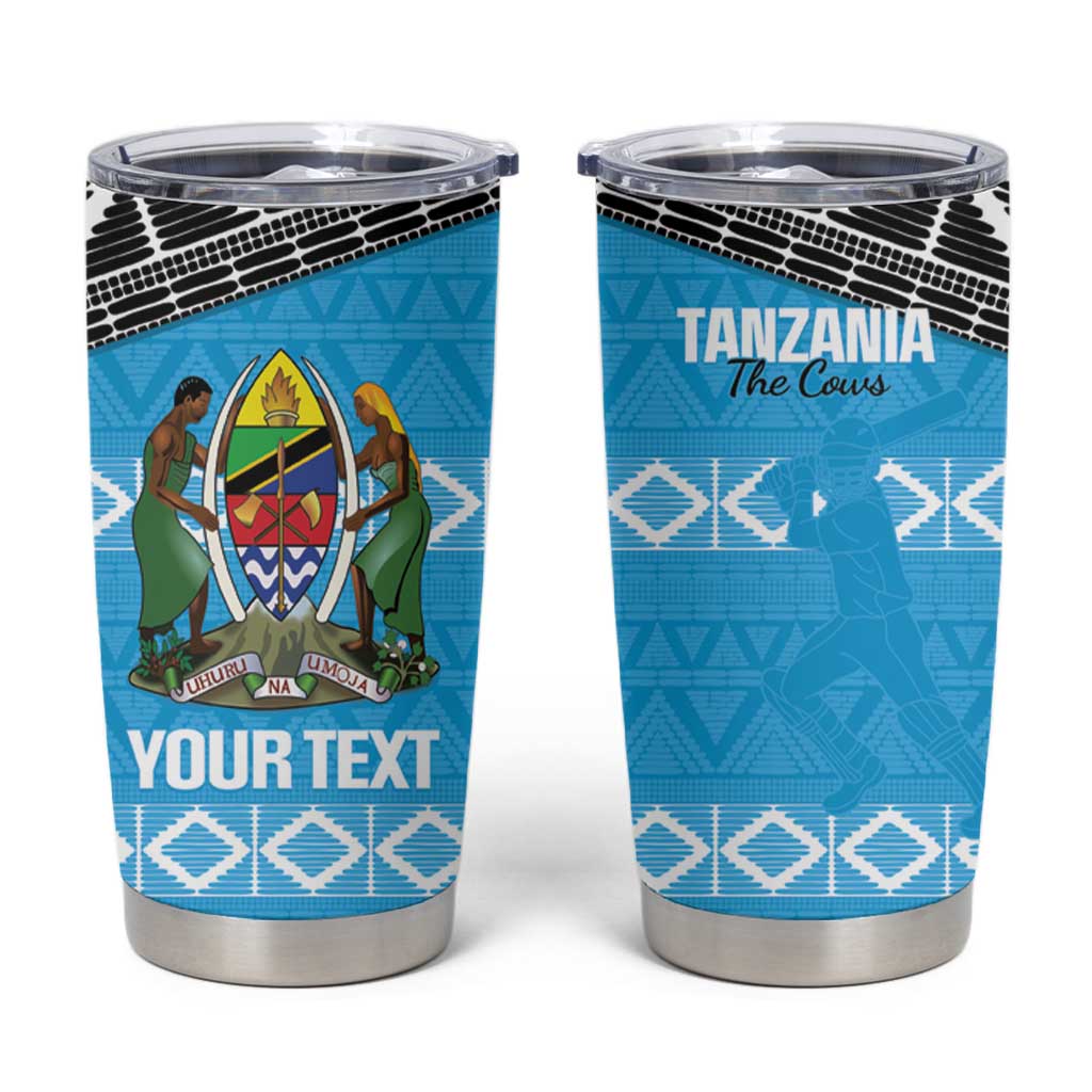 Custom Tanzania Cricket Tumbler Cup Go Cows Sporty African Pattern - Wonder Print Shop