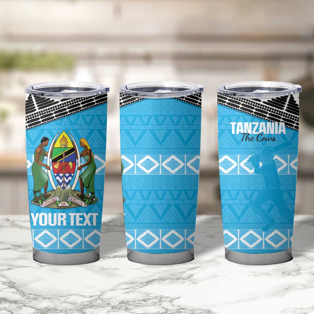 Custom Tanzania Cricket Tumbler Cup Go Cows Sporty African Pattern - Wonder Print Shop