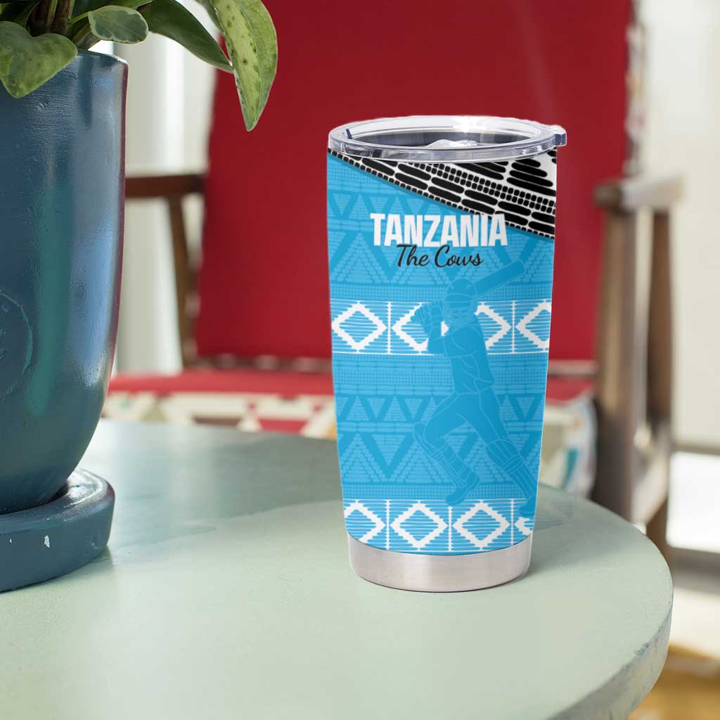 Custom Tanzania Cricket Tumbler Cup Go Cows Sporty African Pattern - Wonder Print Shop