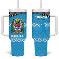 Custom Tanzania Cricket Tumbler With Handle Go Cows Sporty African Pattern - Wonder Print Shop