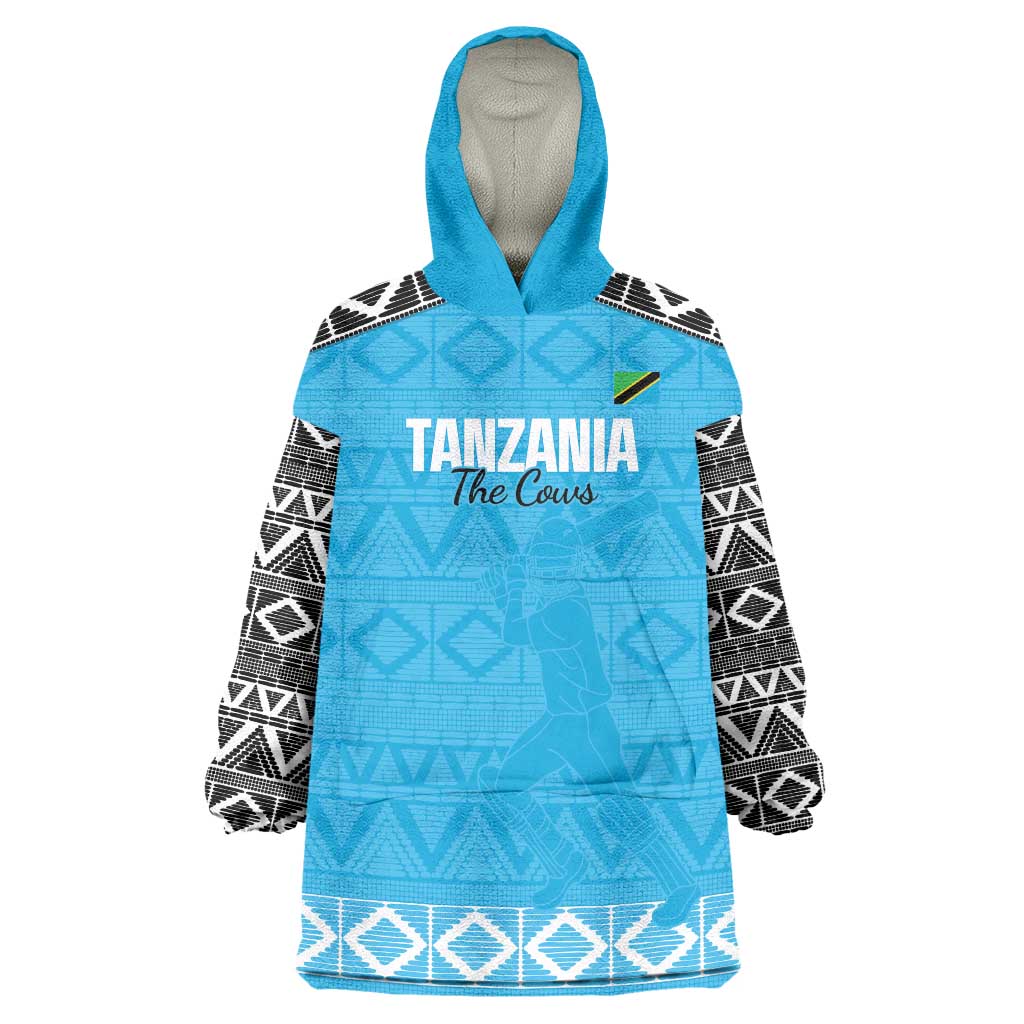 Custom Tanzania Cricket Wearable Blanket Hoodie Go Cows Sporty African Pattern - Wonder Print Shop
