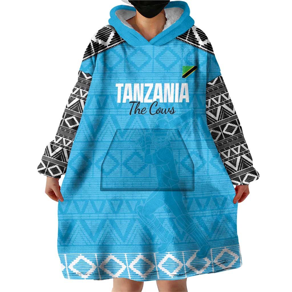 Custom Tanzania Cricket Wearable Blanket Hoodie Go Cows Sporty African Pattern - Wonder Print Shop