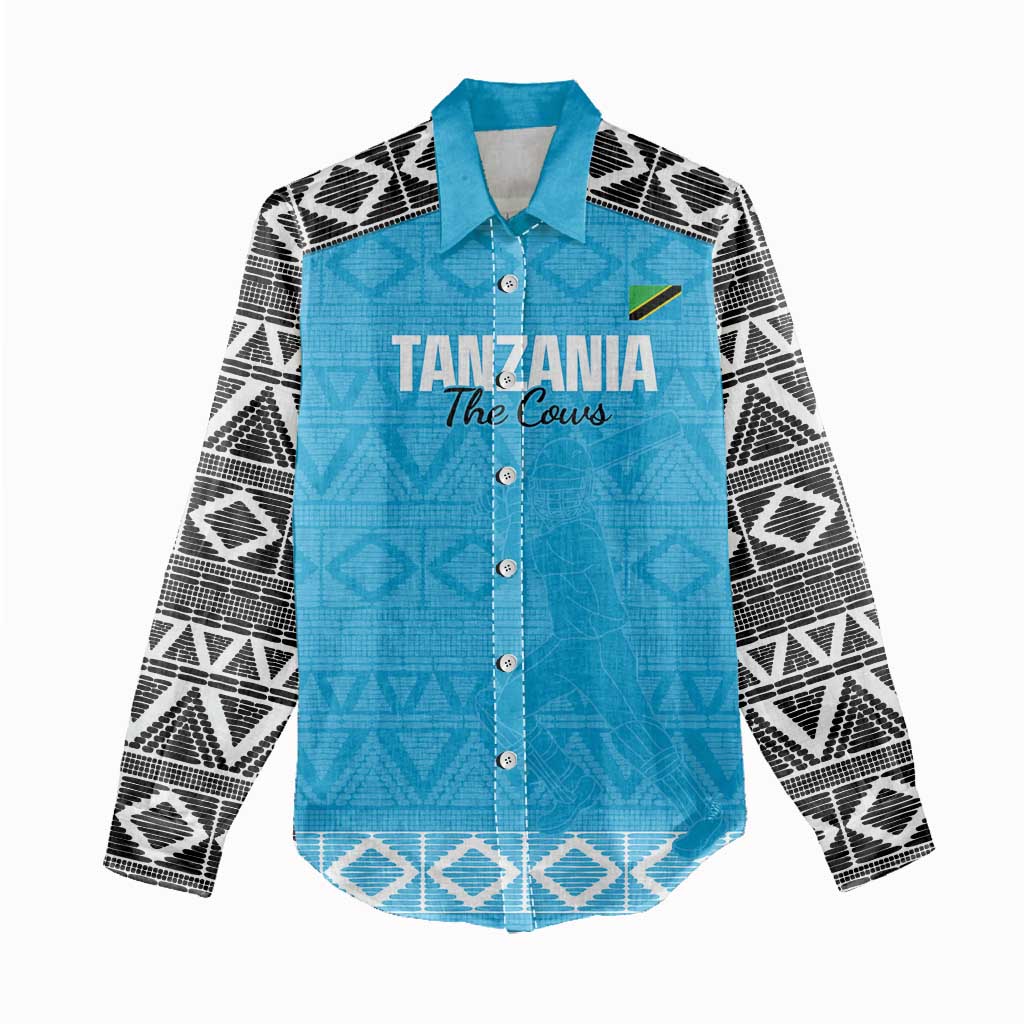Custom Tanzania Cricket Women Casual Shirt Go Cows Sporty African Pattern - Wonder Print Shop