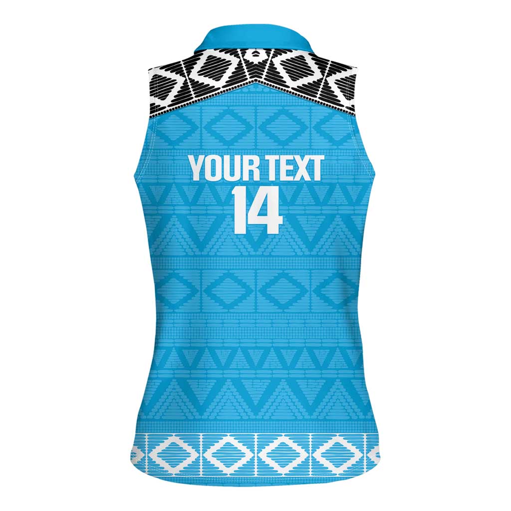 Custom Tanzania Cricket Women Sleeveless Polo Shirt Go Cows Sporty African Pattern - Wonder Print Shop