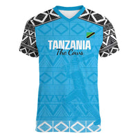 Custom Tanzania Cricket Women V-Neck T-Shirt Go Cows Sporty African Pattern - Wonder Print Shop