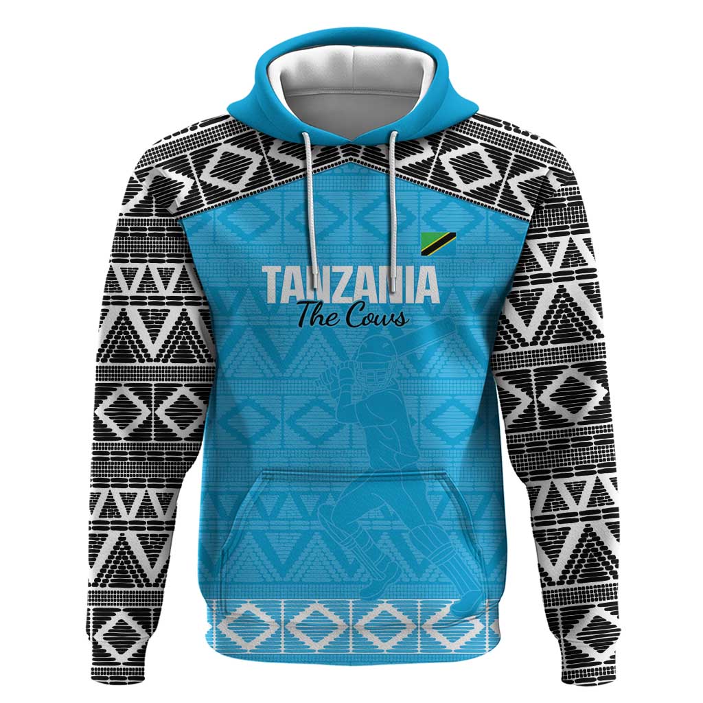 Custom Tanzania Cricket Zip Hoodie Go Cows Sporty African Pattern - Wonder Print Shop