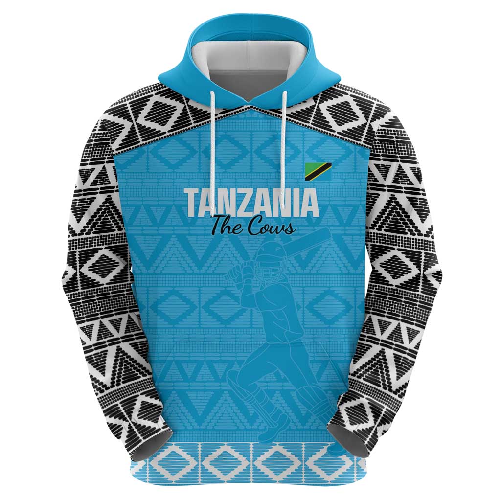 Custom Tanzania Cricket Zip Hoodie Go Cows Sporty African Pattern - Wonder Print Shop
