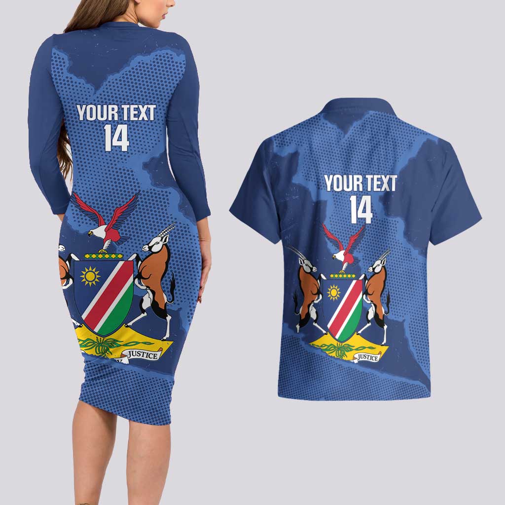 Custom Namibia Cricket Couples Matching Long Sleeve Bodycon Dress and Hawaiian Shirt Go Eagles Est 1992 - Wonder Print Shop