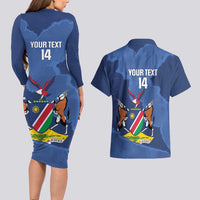 Custom Namibia Cricket Couples Matching Long Sleeve Bodycon Dress and Hawaiian Shirt Go Eagles Est 1992 - Wonder Print Shop