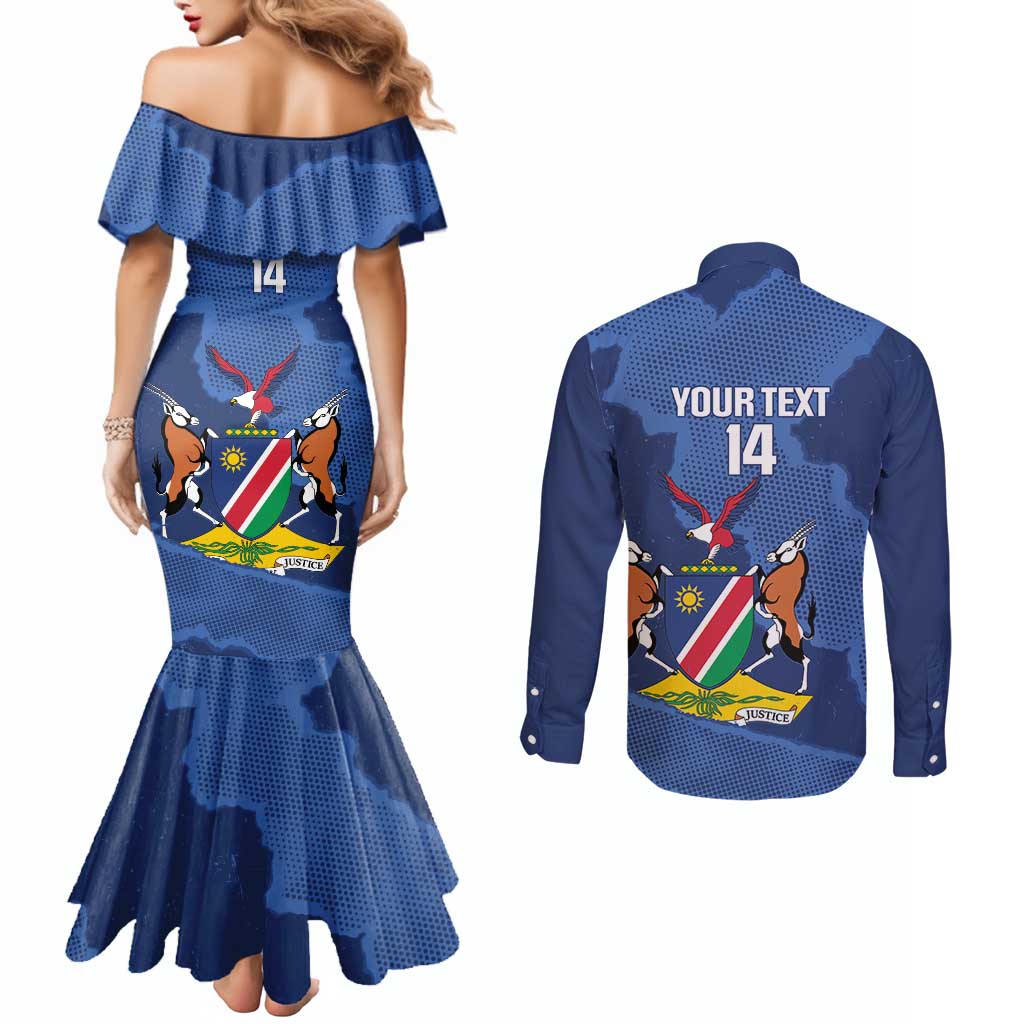 Custom Namibia Cricket Couples Matching Mermaid Dress and Long Sleeve Button Shirt Go Eagles Est 1992 - Wonder Print Shop