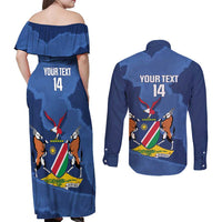 Custom Namibia Cricket Couples Matching Off Shoulder Maxi Dress and Long Sleeve Button Shirt Go Eagles Est 1992 - Wonder Print Shop
