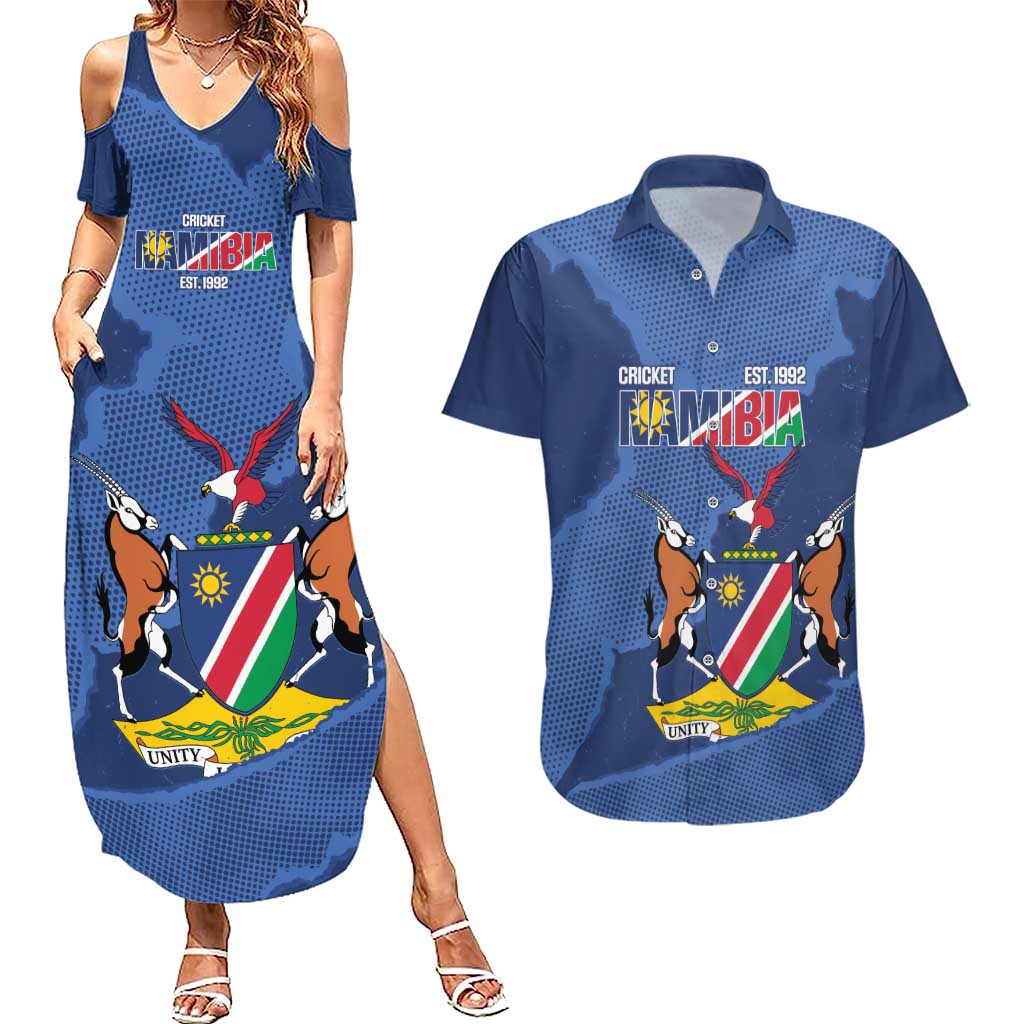 Custom Namibia Cricket Couples Matching Summer Maxi Dress and Hawaiian Shirt Go Eagles Est 1992 - Wonder Print Shop