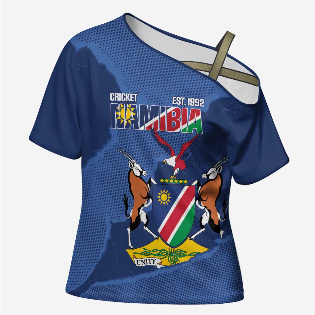 Custom Namibia Cricket Cross Shoulder Shirt Go Eagles Est 1992 - Wonder Print Shop