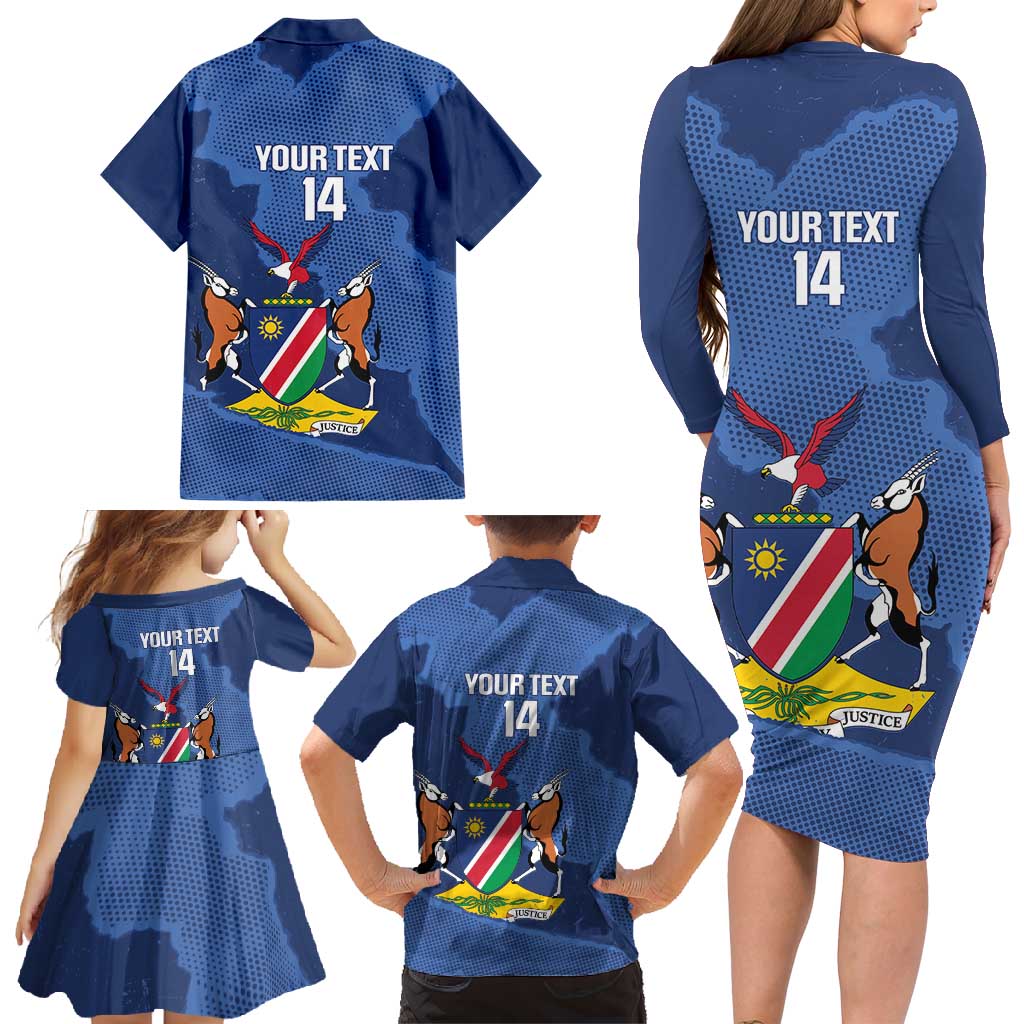 Custom Namibia Cricket Family Matching Long Sleeve Bodycon Dress and Hawaiian Shirt Go Eagles Est 1992 - Wonder Print Shop