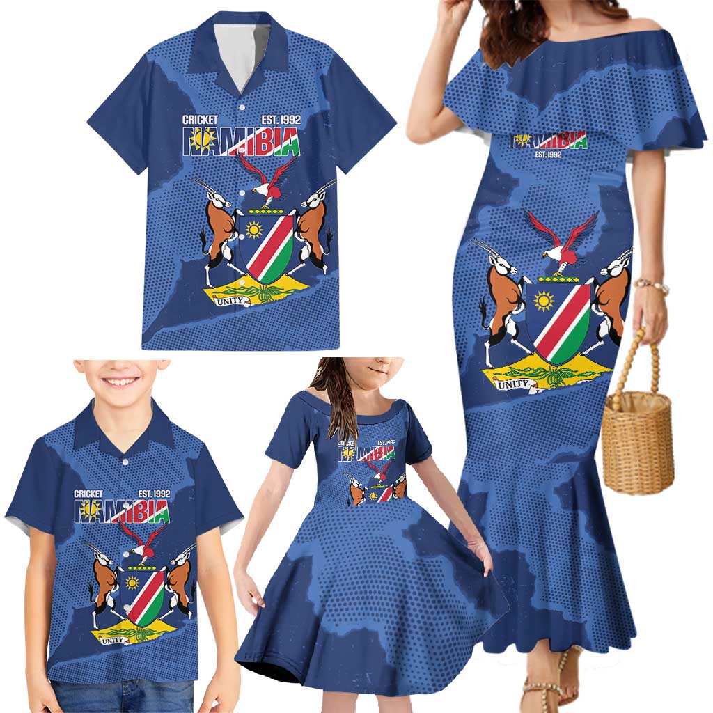Custom Namibia Cricket Family Matching Mermaid Dress and Hawaiian Shirt Go Eagles Est 1992 - Wonder Print Shop