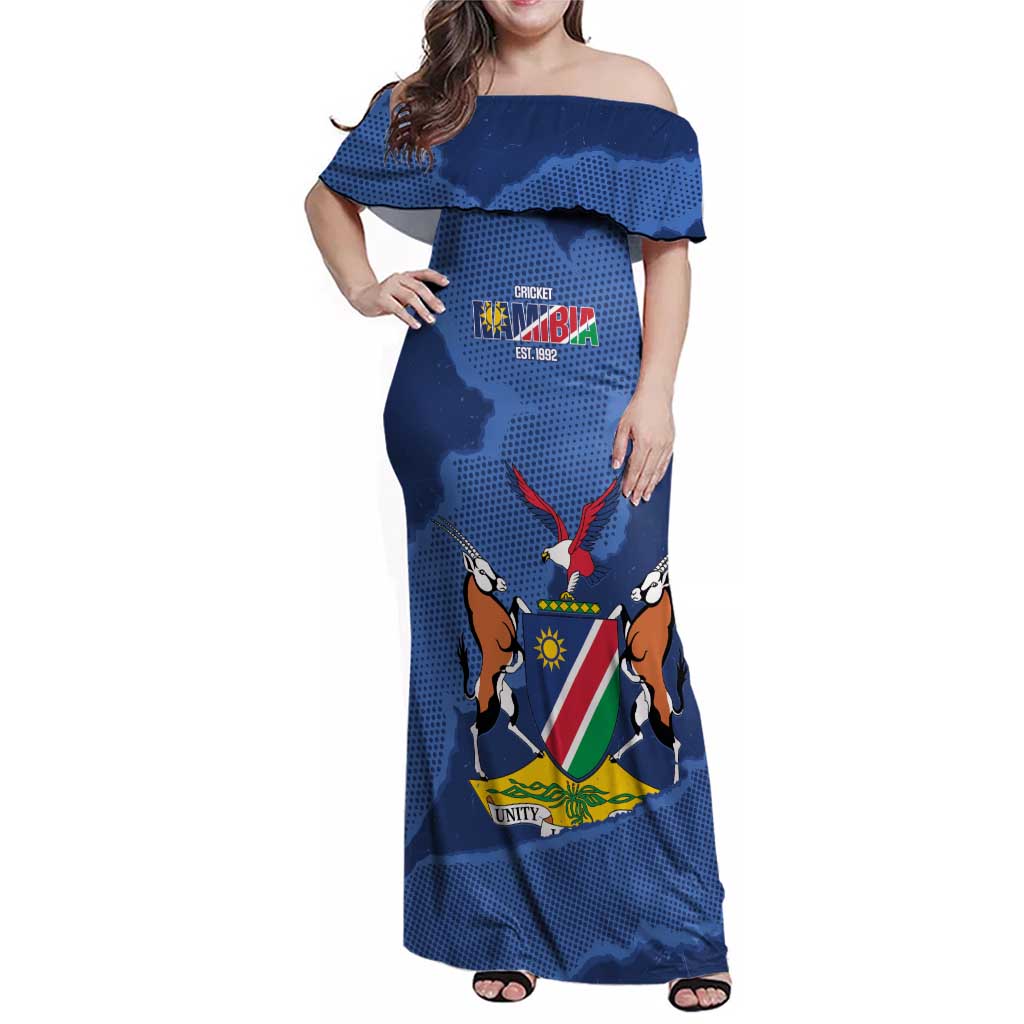 Custom Namibia Cricket Family Matching Off Shoulder Maxi Dress and Hawaiian Shirt Go Eagles Est 1992 - Wonder Print Shop