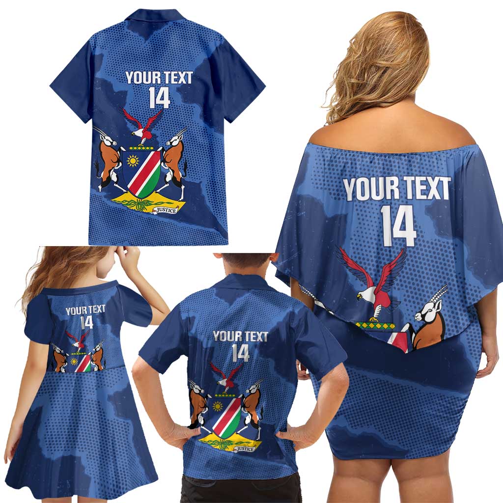 Custom Namibia Cricket Family Matching Off Shoulder Short Dress and Hawaiian Shirt Go Eagles Est 1992 - Wonder Print Shop