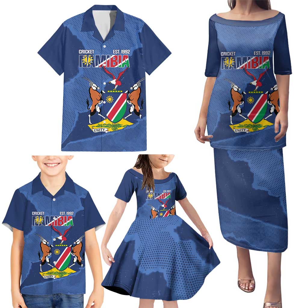 Custom Namibia Cricket Family Matching Puletasi and Hawaiian Shirt Go Eagles Est 1992 - Wonder Print Shop