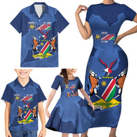 Custom Namibia Cricket Family Matching Short Sleeve Bodycon Dress and Hawaiian Shirt Go Eagles Est 1992 - Wonder Print Shop