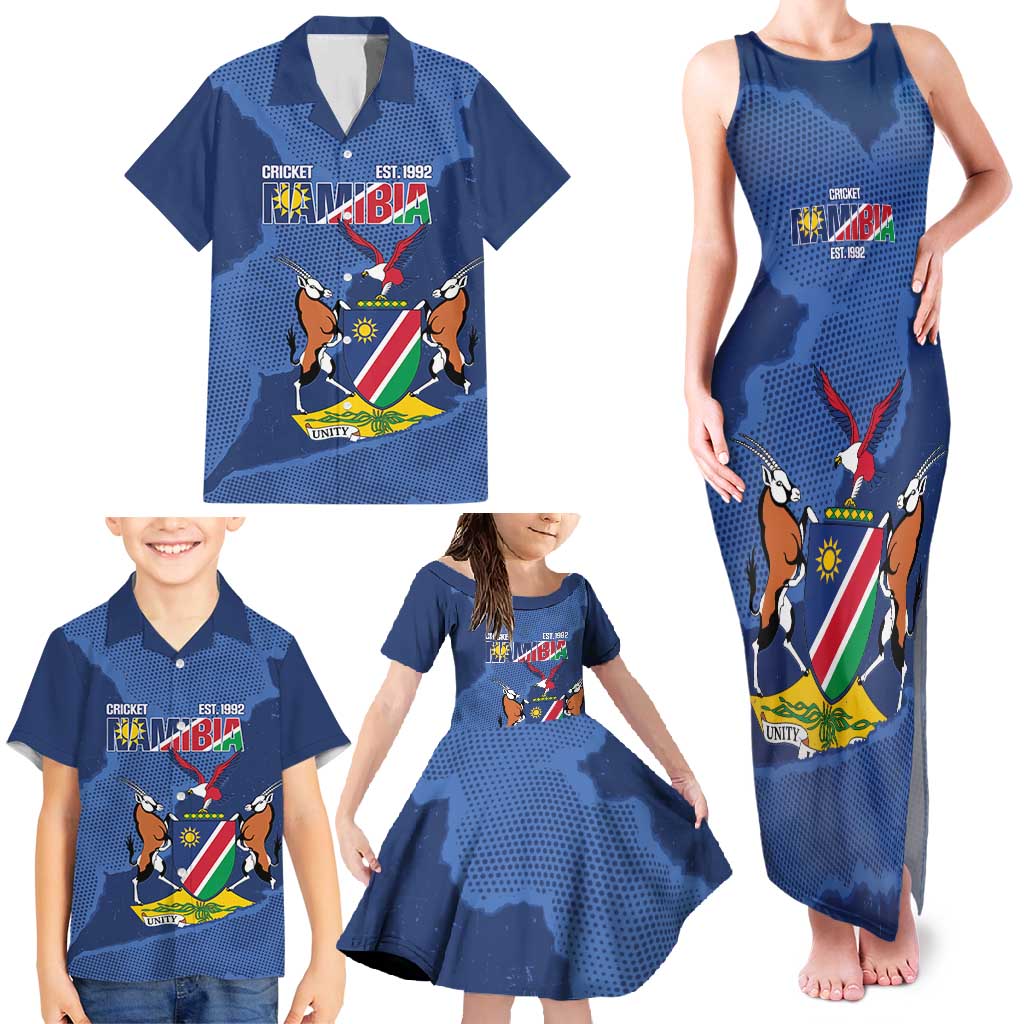 Custom Namibia Cricket Family Matching Tank Maxi Dress and Hawaiian Shirt Go Eagles Est 1992 - Wonder Print Shop