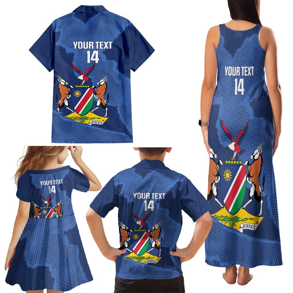 Custom Namibia Cricket Family Matching Tank Maxi Dress and Hawaiian Shirt Go Eagles Est 1992 - Wonder Print Shop