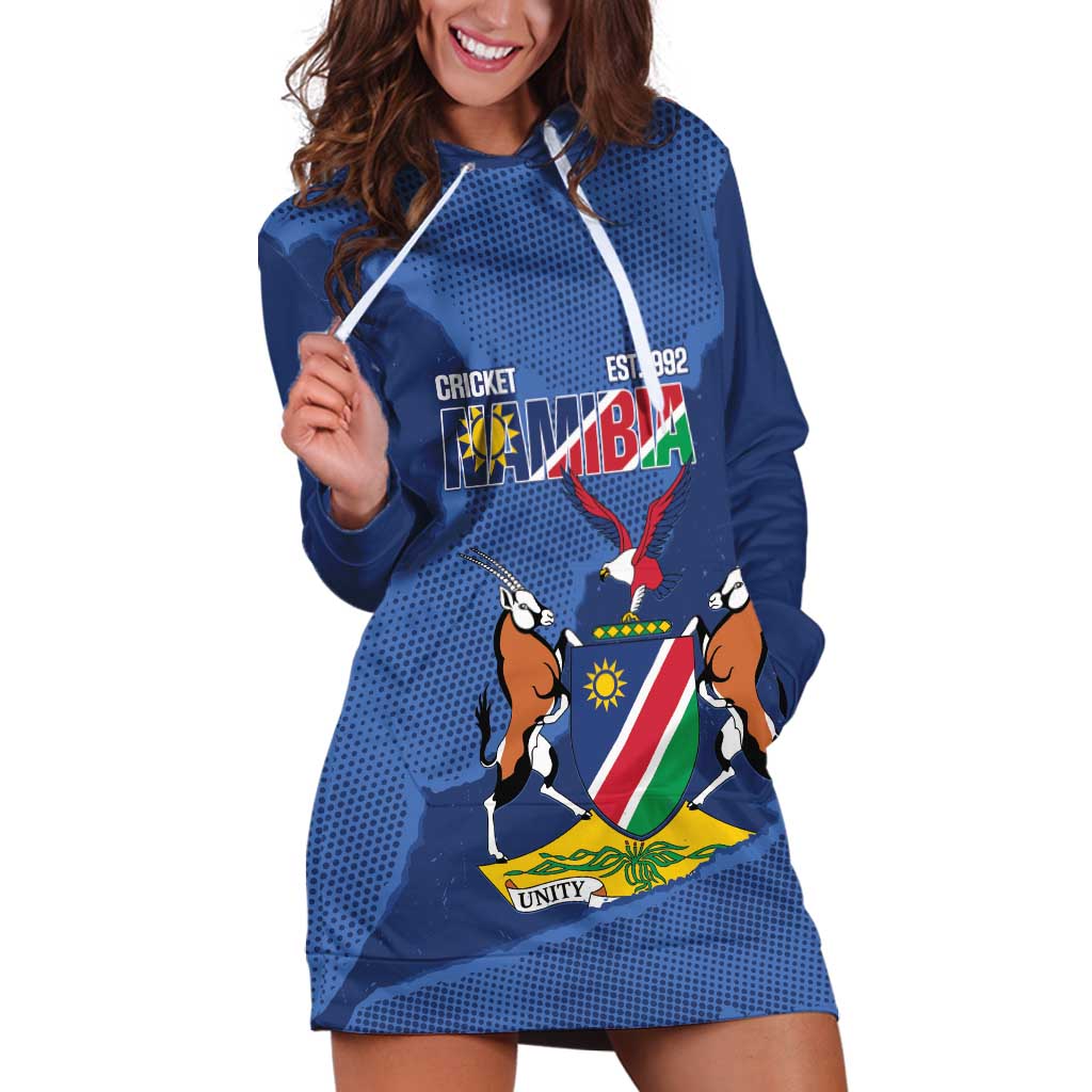 Custom Namibia Cricket Hoodie Dress Go Eagles Est 1992 - Wonder Print Shop