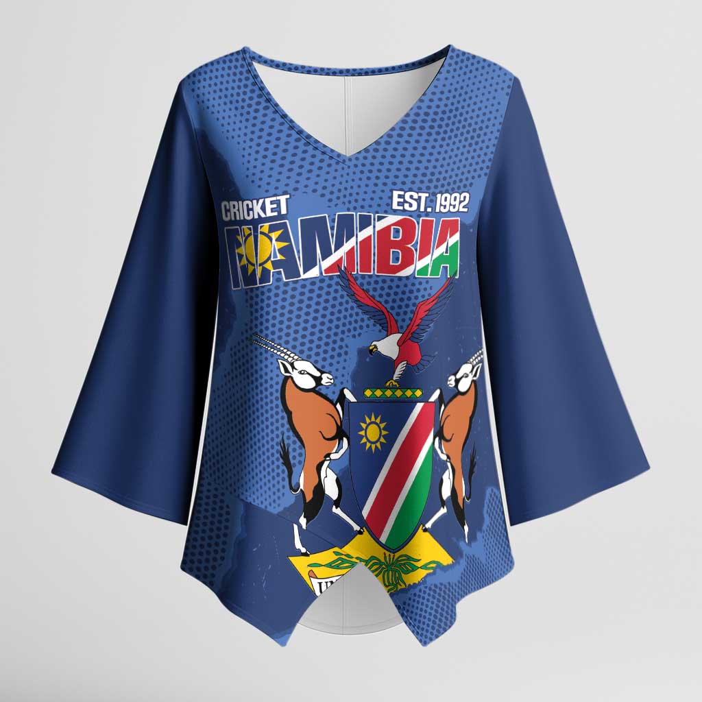 Custom Namibia Cricket Kimono Sleeve Blouse Go Eagles Est 1992 - Wonder Print Shop