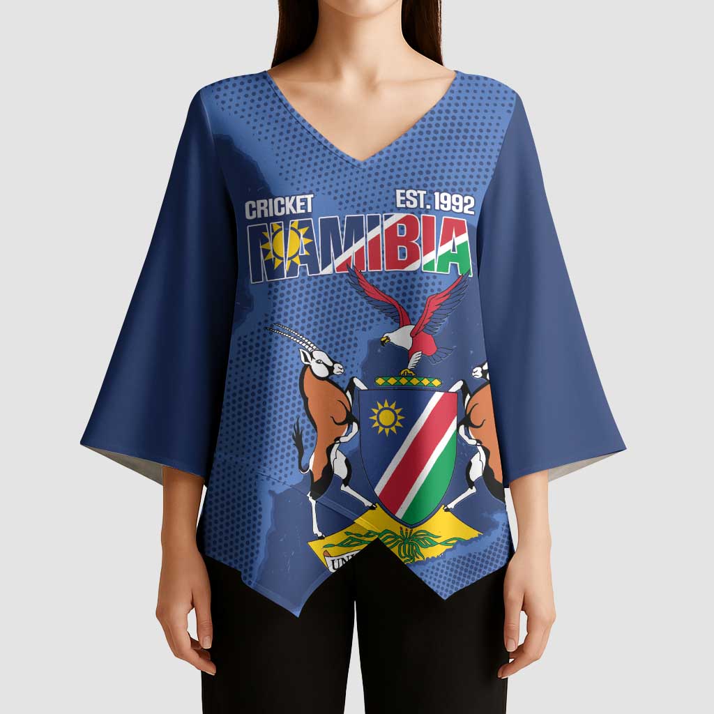 Custom Namibia Cricket Kimono Sleeve Blouse Go Eagles Est 1992 - Wonder Print Shop