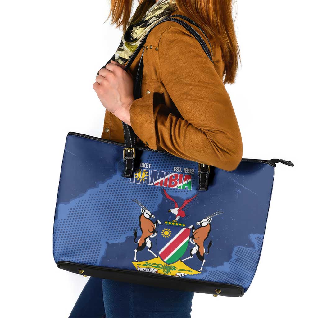 Custom Namibia Cricket Leather Tote Bag Go Eagles Est 1992 - Wonder Print Shop