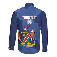 Custom Namibia Cricket Long Sleeve Button Shirt Go Eagles Est 1992 - Wonder Print Shop