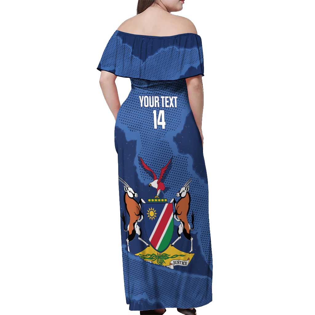 Custom Namibia Cricket Off Shoulder Maxi Dress Go Eagles Est 1992 - Wonder Print Shop