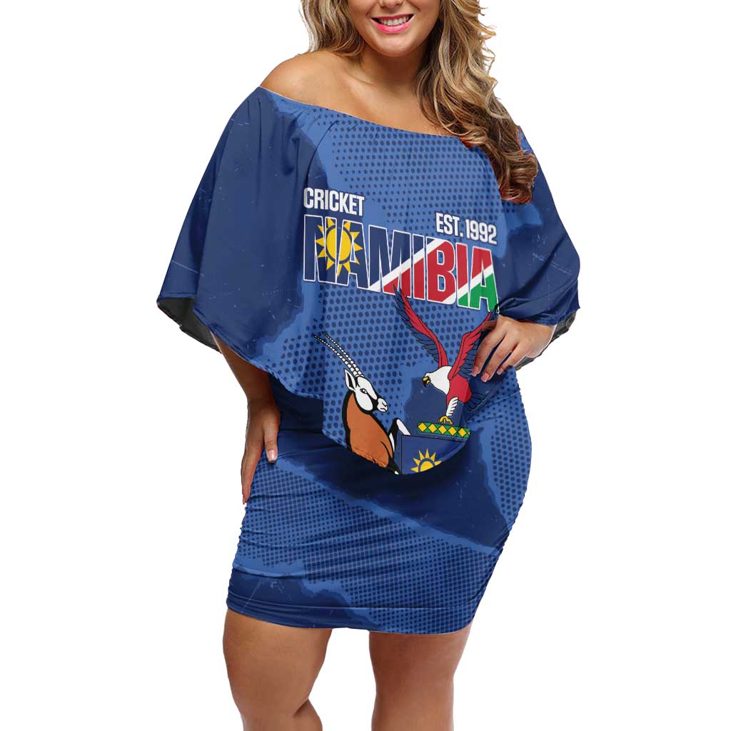 Custom Namibia Cricket Off Shoulder Short Dress Go Eagles Est 1992 - Wonder Print Shop