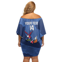 Custom Namibia Cricket Off Shoulder Short Dress Go Eagles Est 1992 - Wonder Print Shop