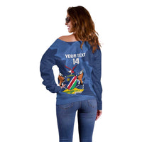 Custom Namibia Cricket Off Shoulder Sweater Go Eagles Est 1992 - Wonder Print Shop