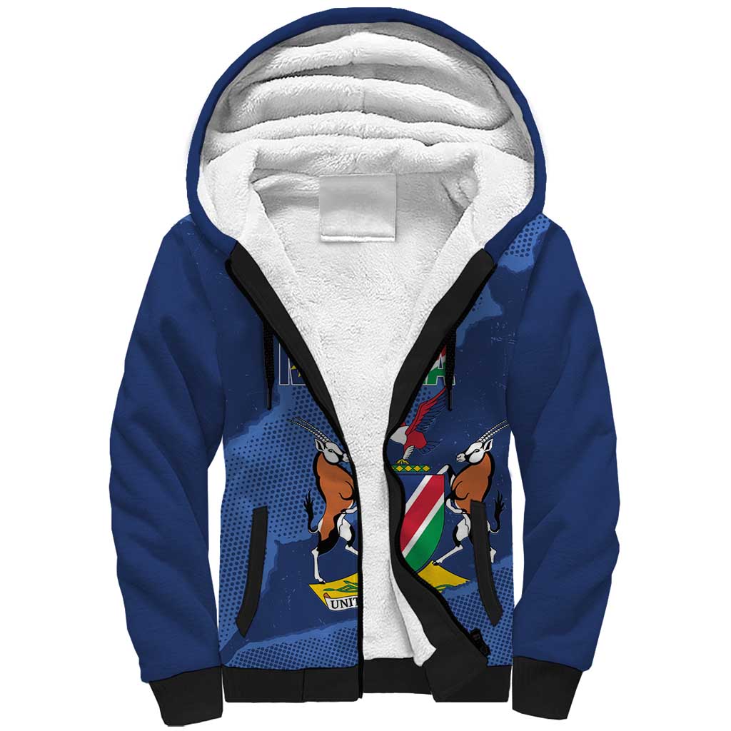 Custom Namibia Cricket Sherpa Hoodie Go Eagles Est 1992 - Wonder Print Shop
