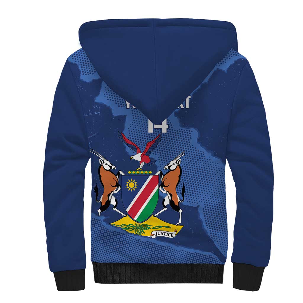 Custom Namibia Cricket Sherpa Hoodie Go Eagles Est 1992 - Wonder Print Shop