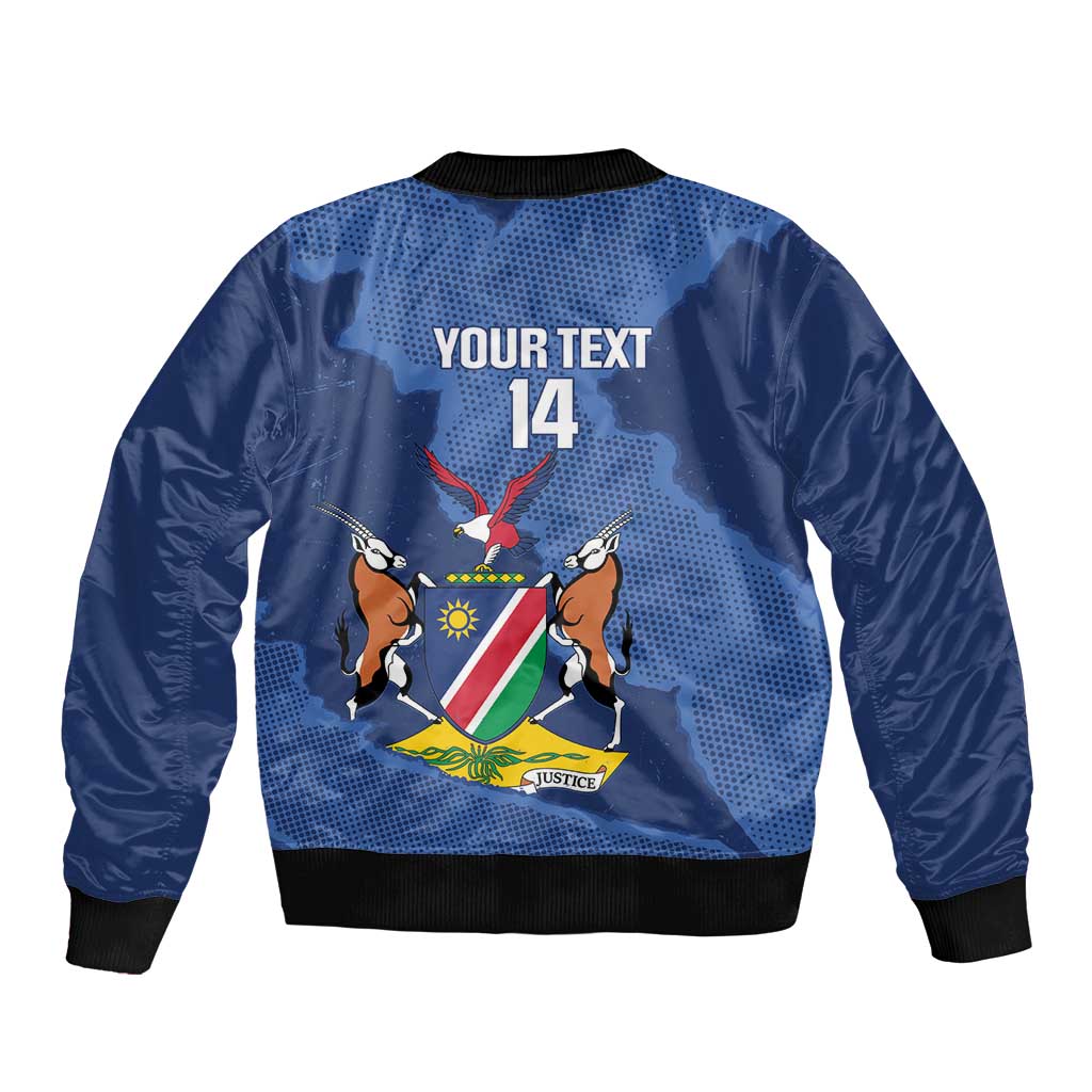 Custom Namibia Cricket Sleeve Zip Bomber Jacket Go Eagles Est 1992 - Wonder Print Shop