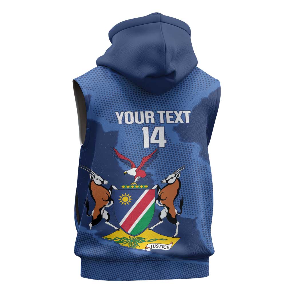 Custom Namibia Cricket Sleeveless Hoodie Go Eagles Est 1992 - Wonder Print Shop