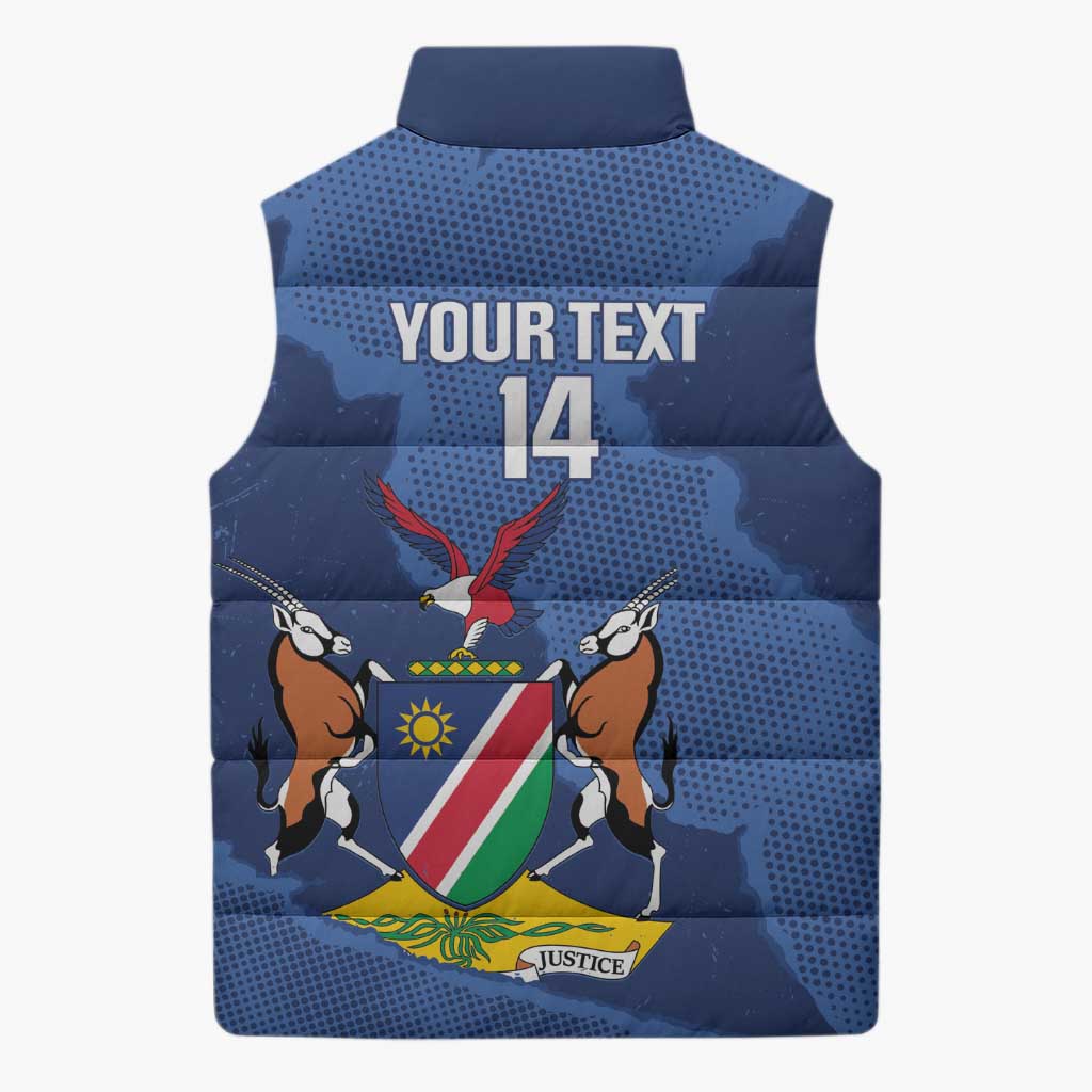 Custom Namibia Cricket Sleeveless Puffer Jacket Go Eagles Est 1992 - Wonder Print Shop
