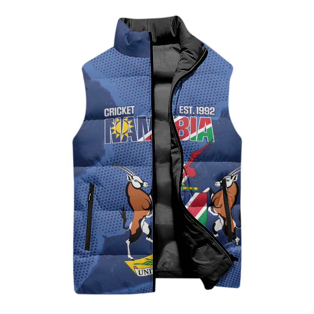 Custom Namibia Cricket Sleeveless Puffer Jacket Go Eagles Est 1992 - Wonder Print Shop